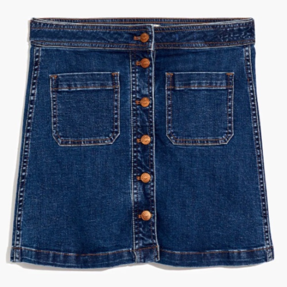 Madewell Button Front Patch Pocket Mini Skirt